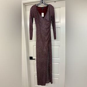 Elegant Burgundy Glitter Dress